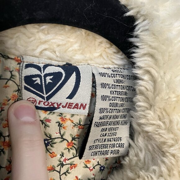Y2K Roxy Jean Jacket Womens M Faux Fur Trim Gilmore Girls Lorelai 2000s Snap - Picture 2 of 9